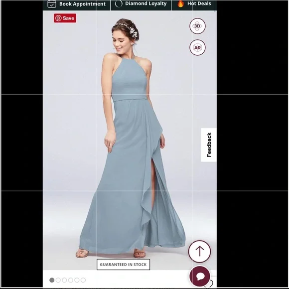 Davids Bridal HIGH-NECK CHIFFON BRIDESMAID DRESS WITH CASCADE Davids Bridal HIGH-NECK CHIFFON BRIDESMAID DRESS WITH CASCADE